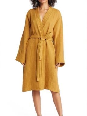 Parachute Mustard Textured Robe with Self-Tie Belt